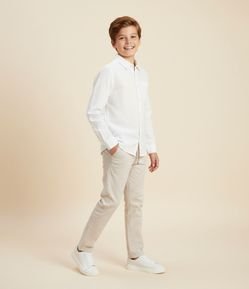 Camisa Infantil em Algodão com Linho Texturizada - Tam 5 a 14 Anos