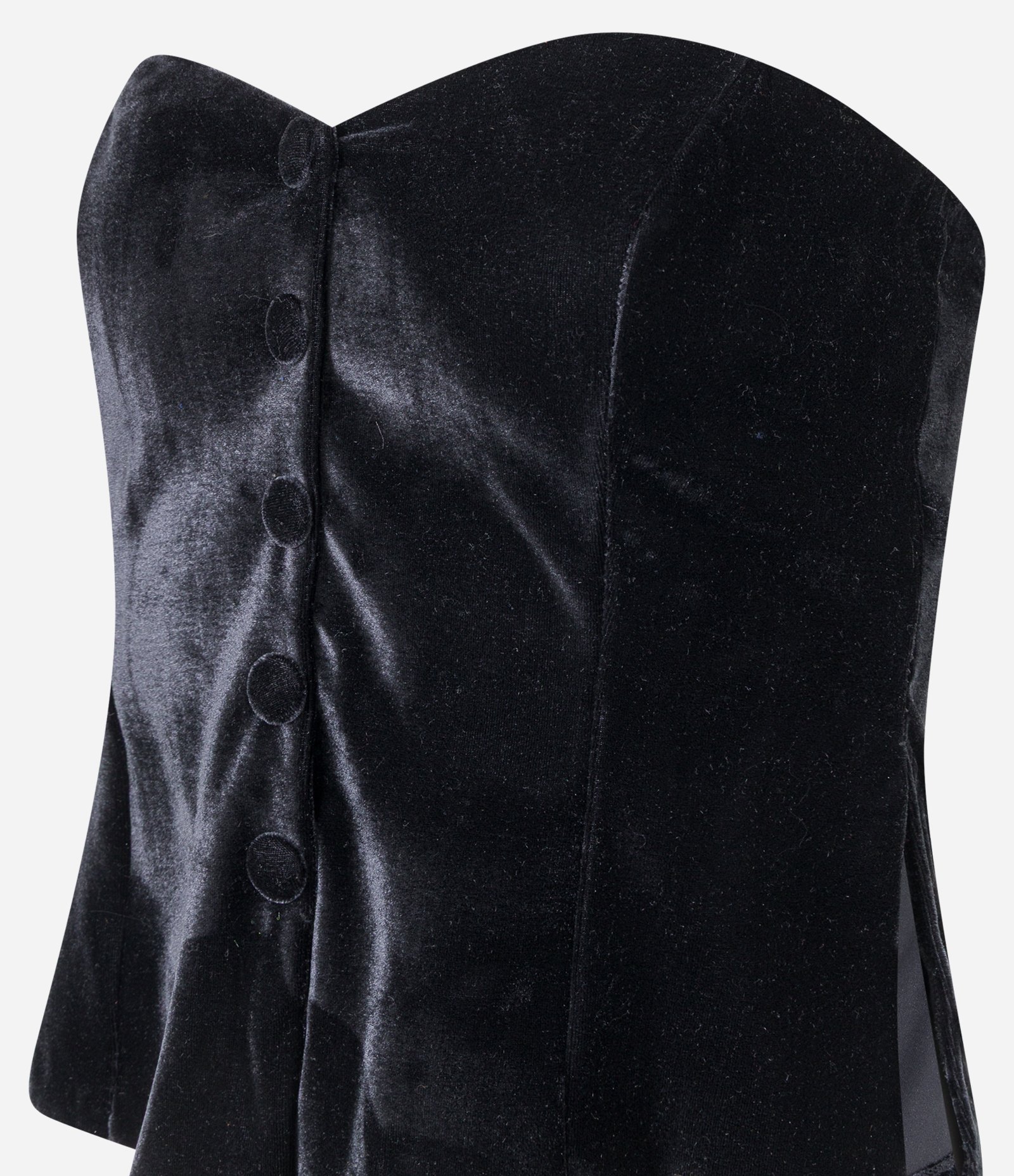 Blusa em Veludo Tomara que Caia com Botões Frontais Preto 7