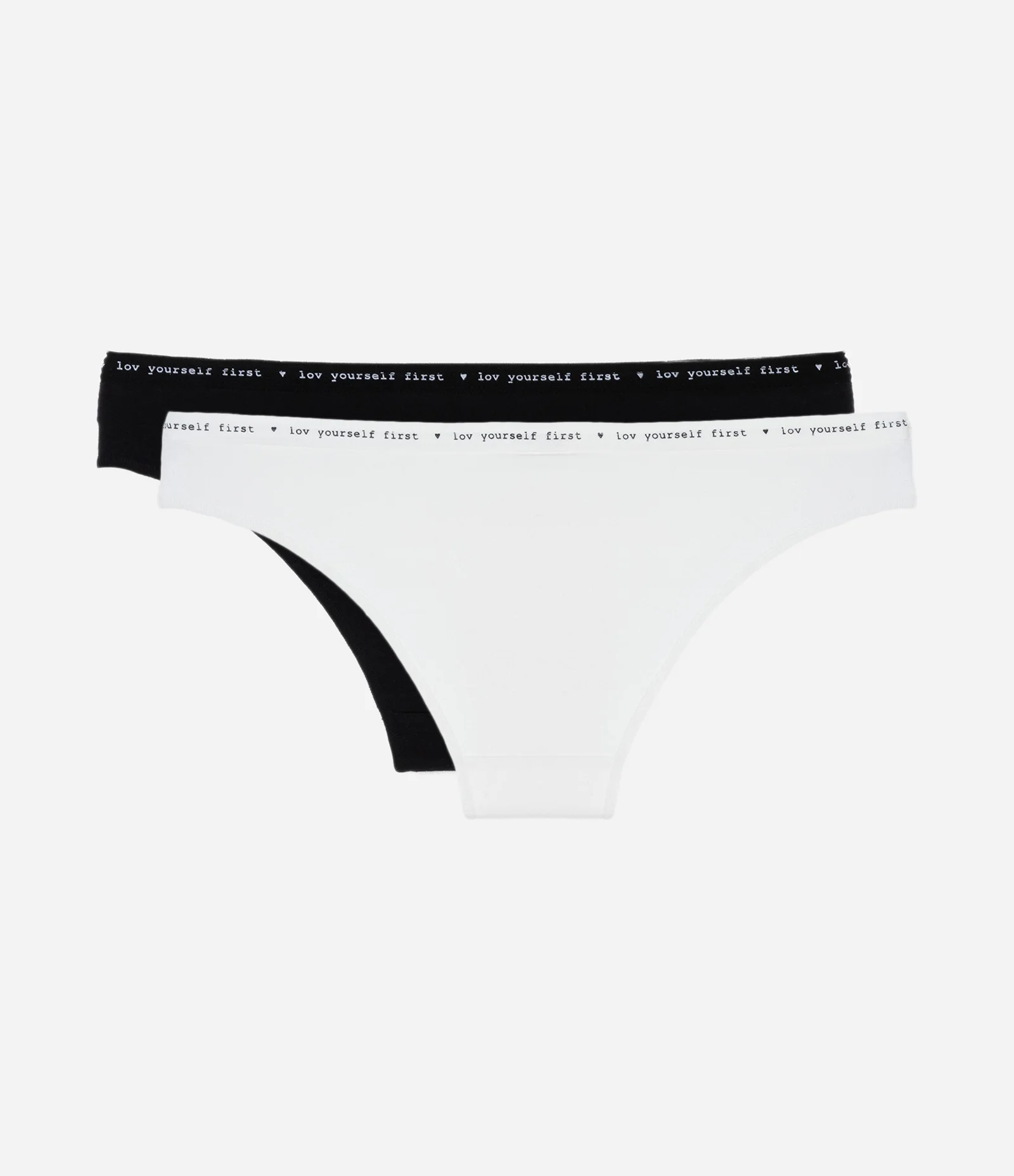 Kit 02 Calcinhas Biquíni em Algodão com Cós Estampado Branco/Preto 2