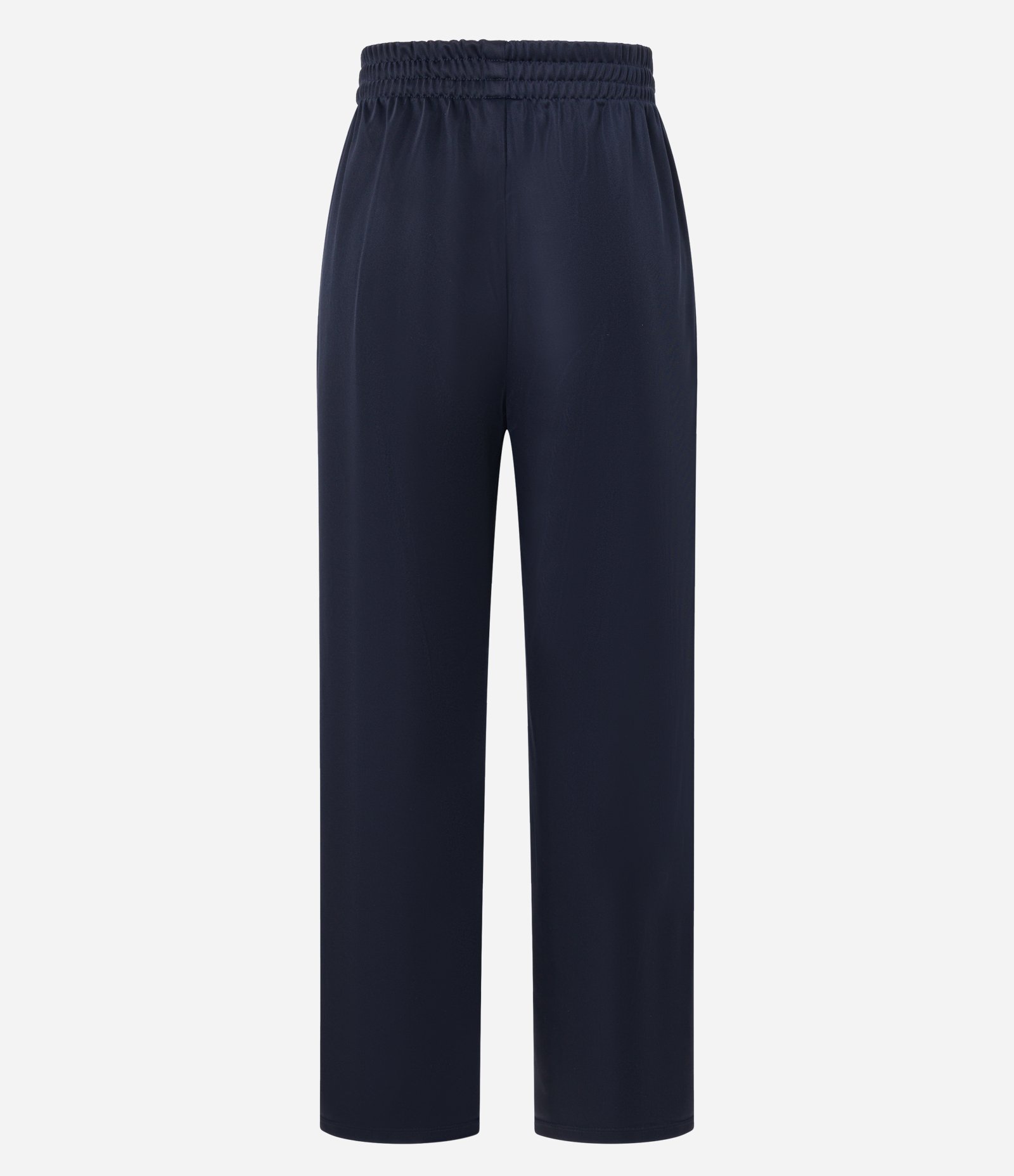 Calça Reta Esportiva em Helanca com Listras e Fenda Lateral Azul 11