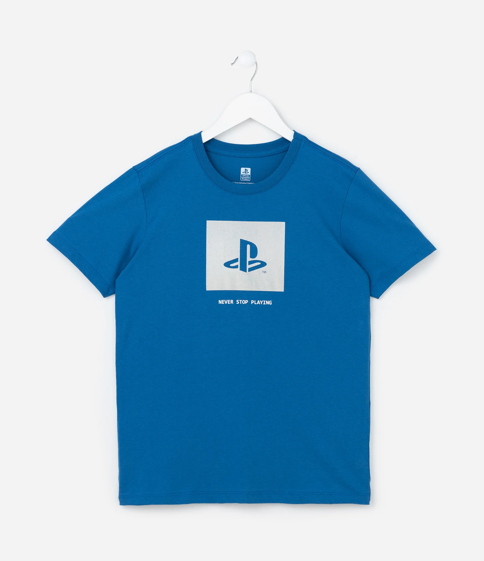 Camiseta Infantil com Estampa Playstation Holográfica - Tam 7 a 14 Anos Azul 1