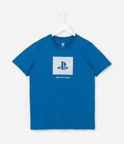 Camiseta Infantil com Estampa Playstation Holográfica - Tam 7 a 14 Anos