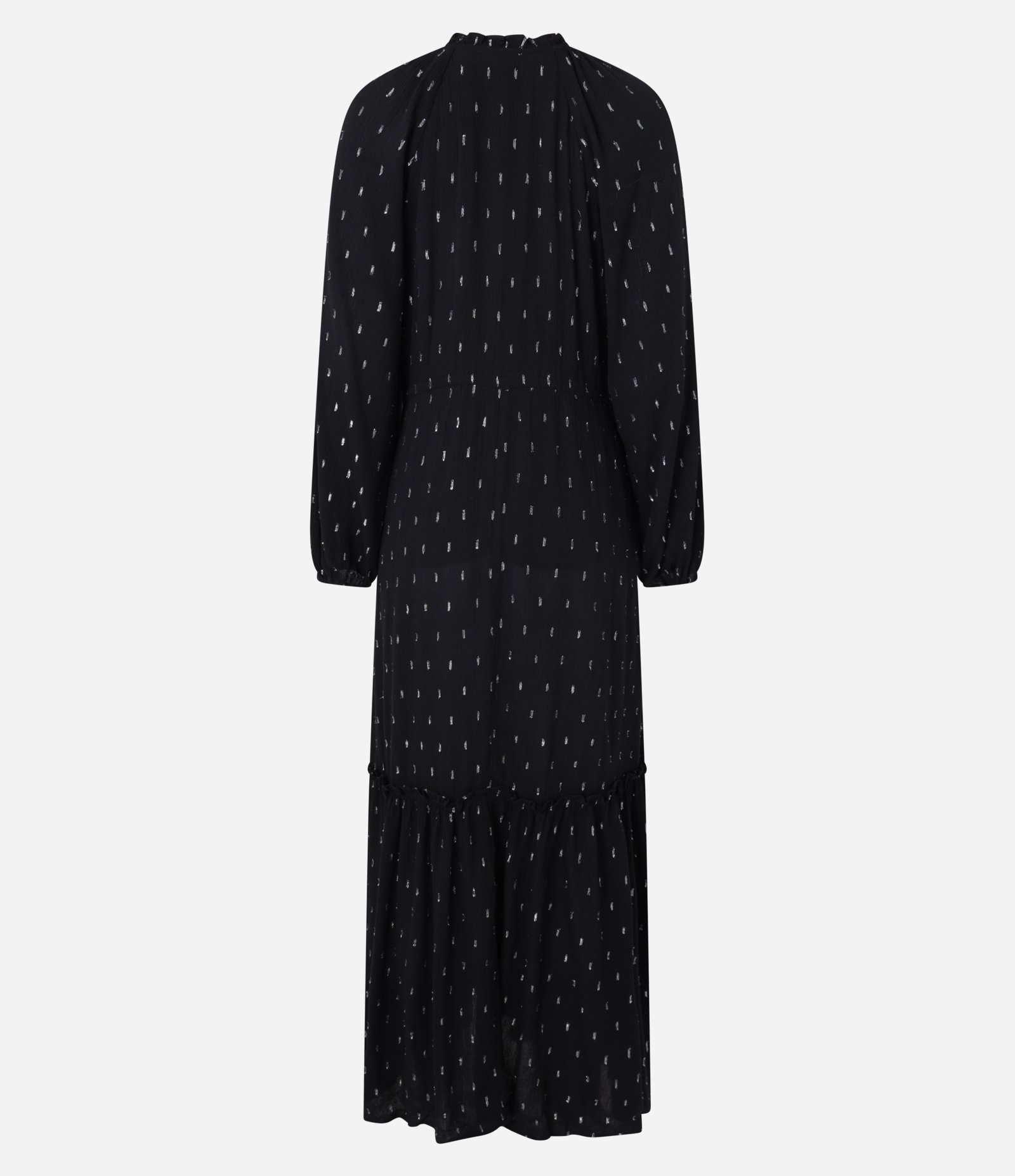 Vestido Evasê Midi em Viscose com com Detalhes COntrastantes Preto 11