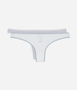 Kit 02 Calcinhas Biquíni Fio em Algodão com Viés Contrastante