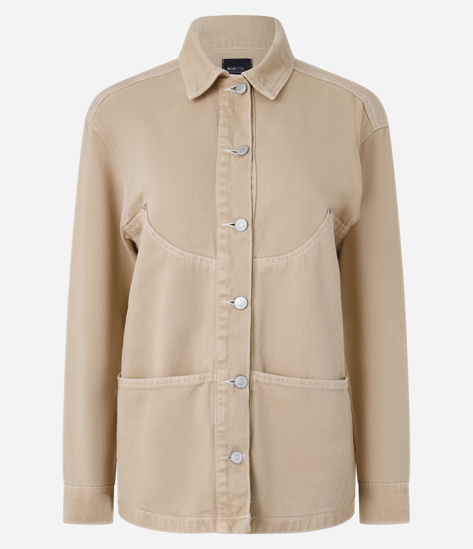 Camisa Overshirt em Sarja com Algodão Agroecológico e Pespontos Contrastant