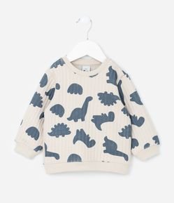 Casaco Infantil com Textura Matelasse e Estampa Dinos - Tam 0 a 18 meses