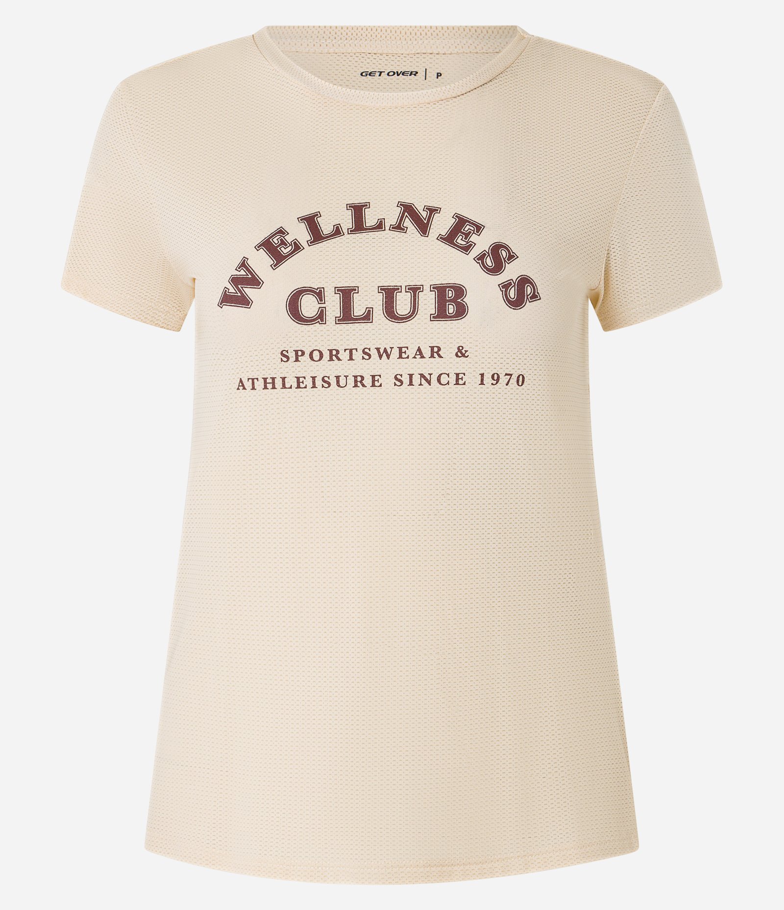 Camiseta Esportiva Texturizada em Microfibra Estampa Wellness Club Bege 5