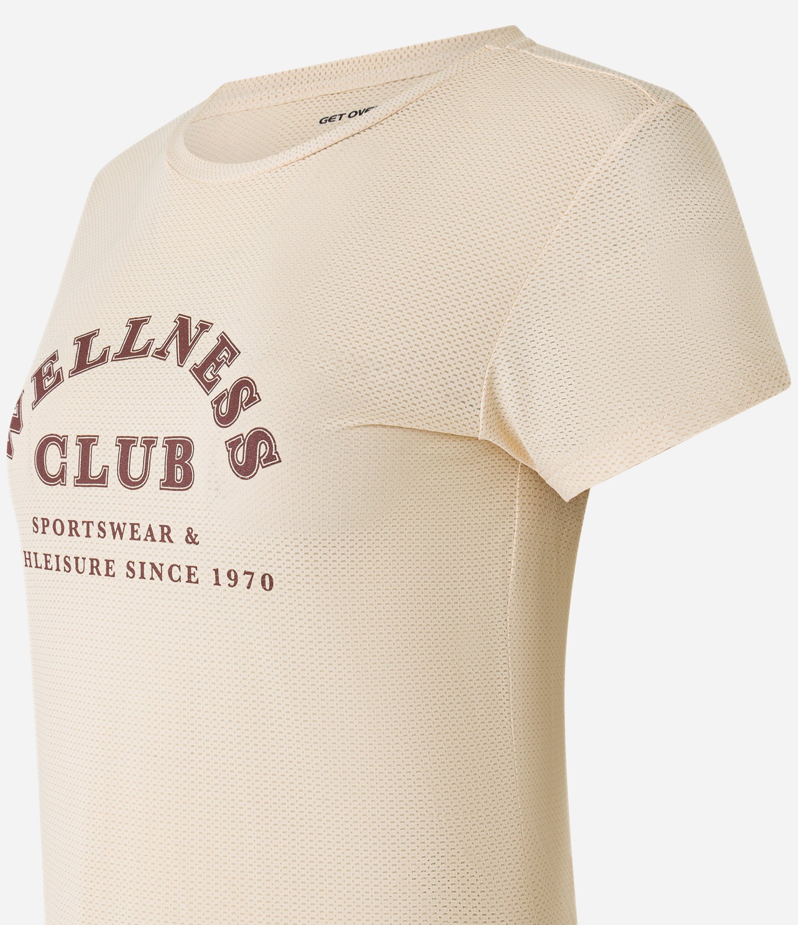 Camiseta Esportiva Texturizada em Microfibra Estampa Wellness Club Bege 6