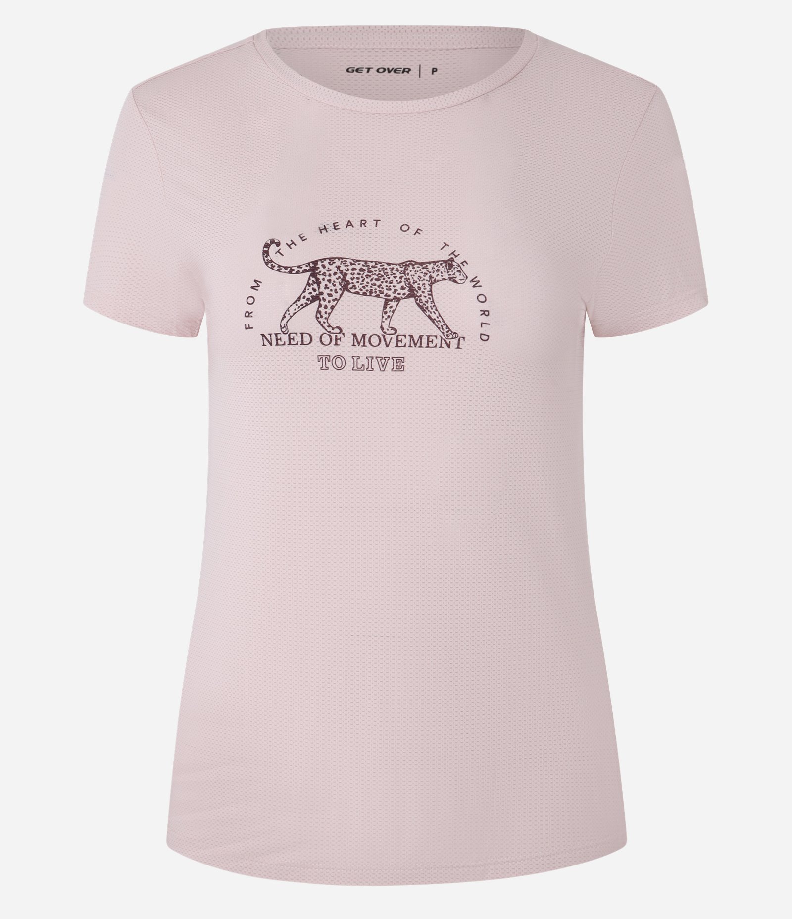 Camiseta Esportiva em Microfibra Furadinha com Estampa Onça Need of Movement Rosa 4