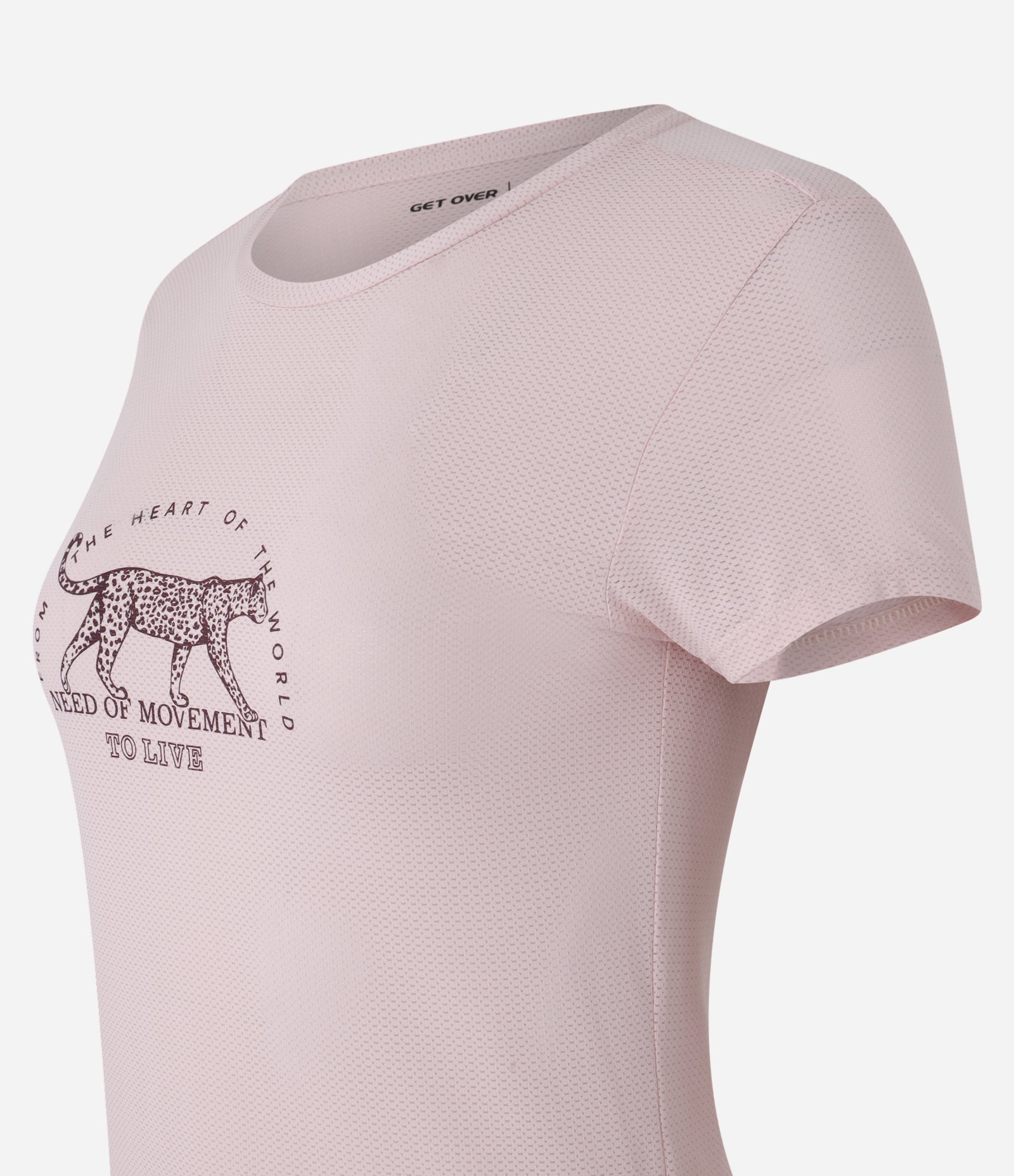 Camiseta Esportiva em Microfibra Furadinha com Estampa Onça Need of Movement Rosa 5