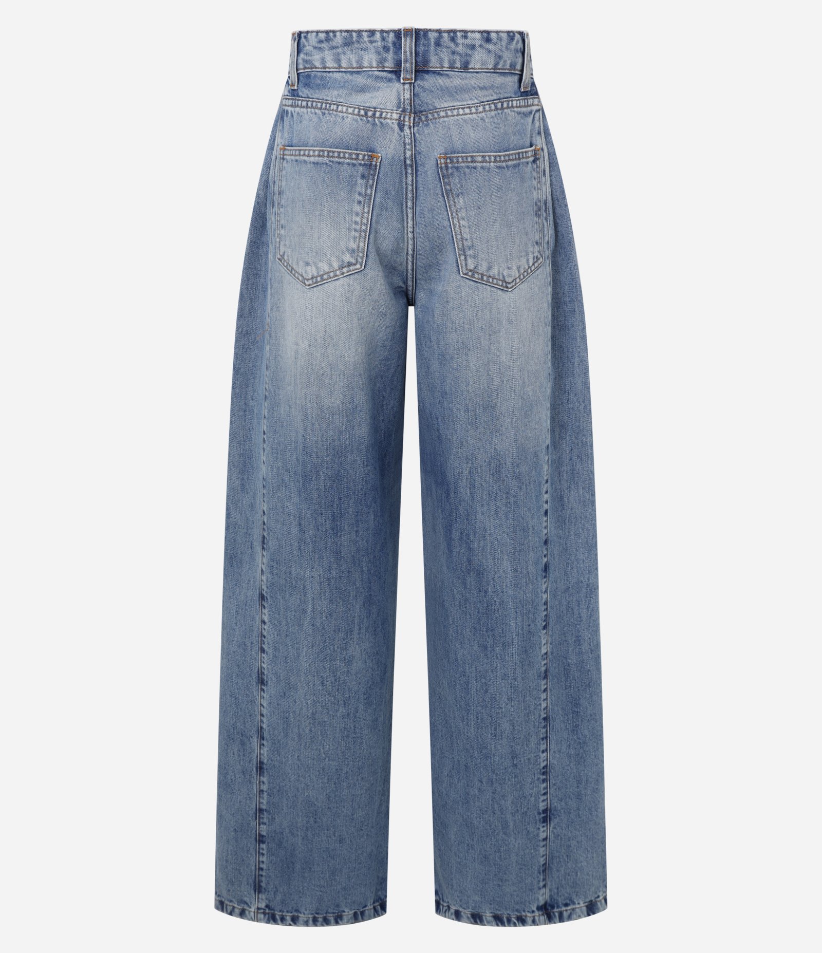 Calça Wide Leg em Jeans com Pregas Laterais Azul 6