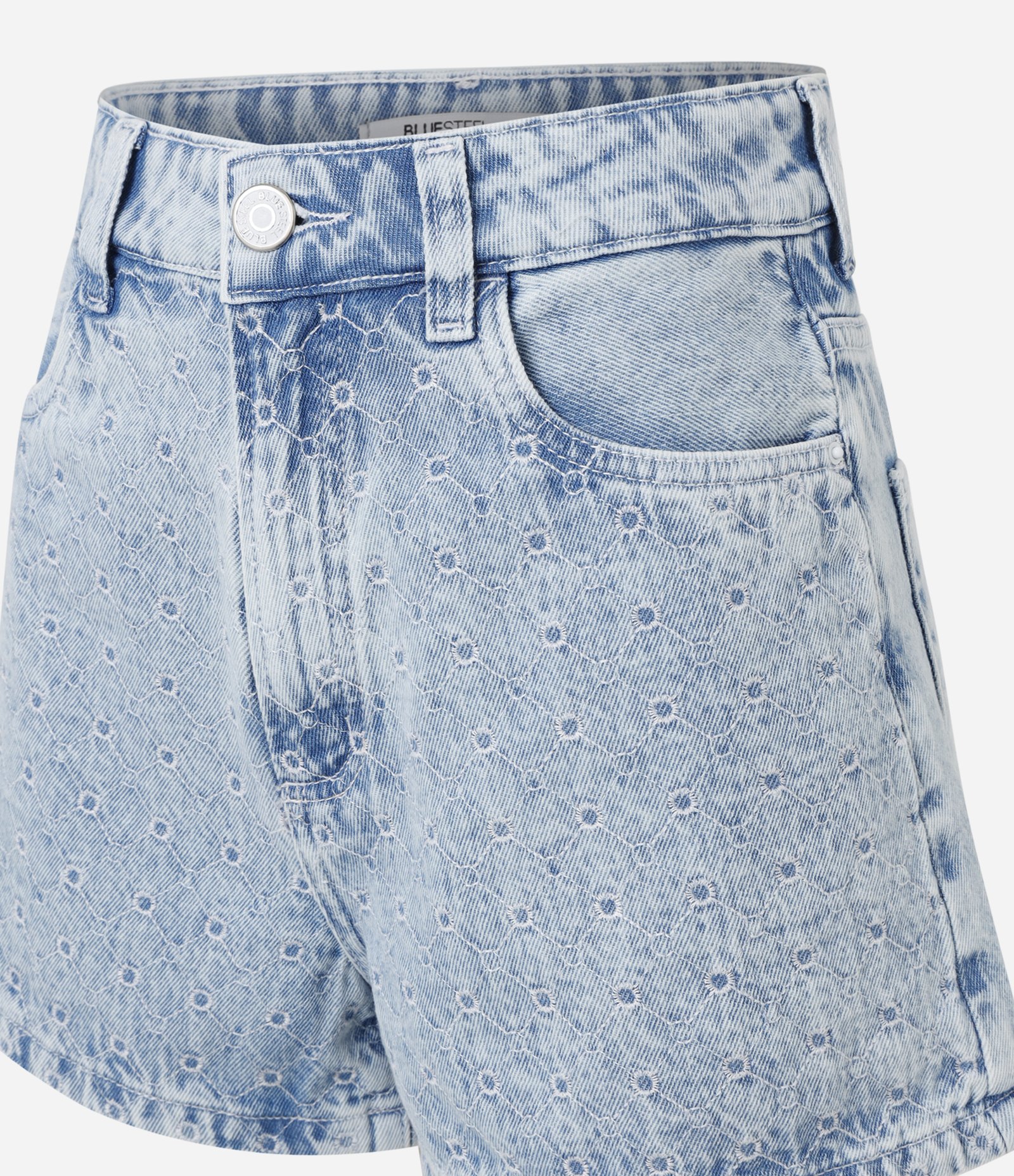 Short Slim em Jeans com Bordadinhos Azul 6