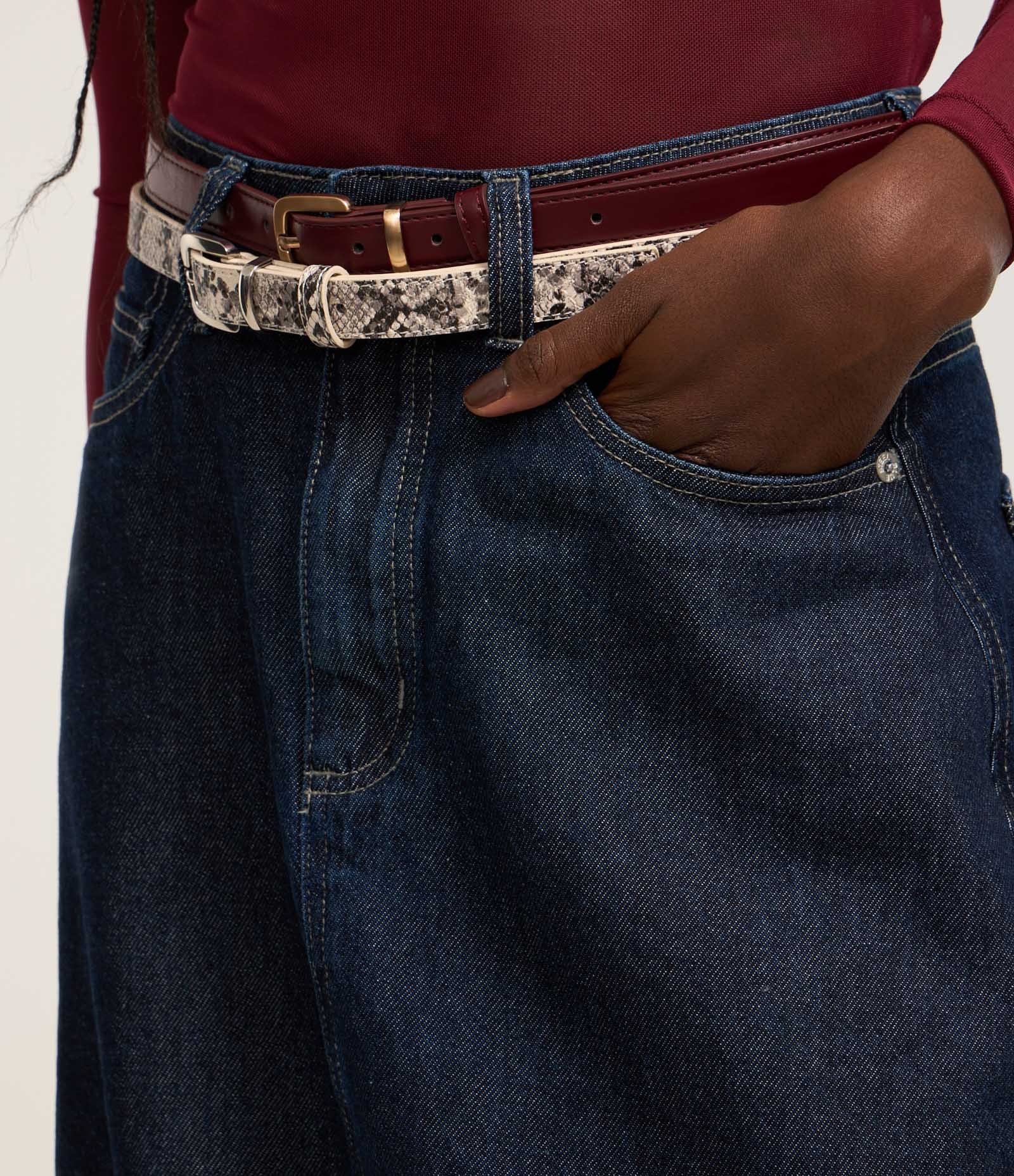 Saia Balonê Midi em Jeans com Bolsos Azul Escuro 4