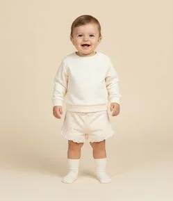 Short Infantil com Babadinhos e Laço - Tam 0 a 18 meses