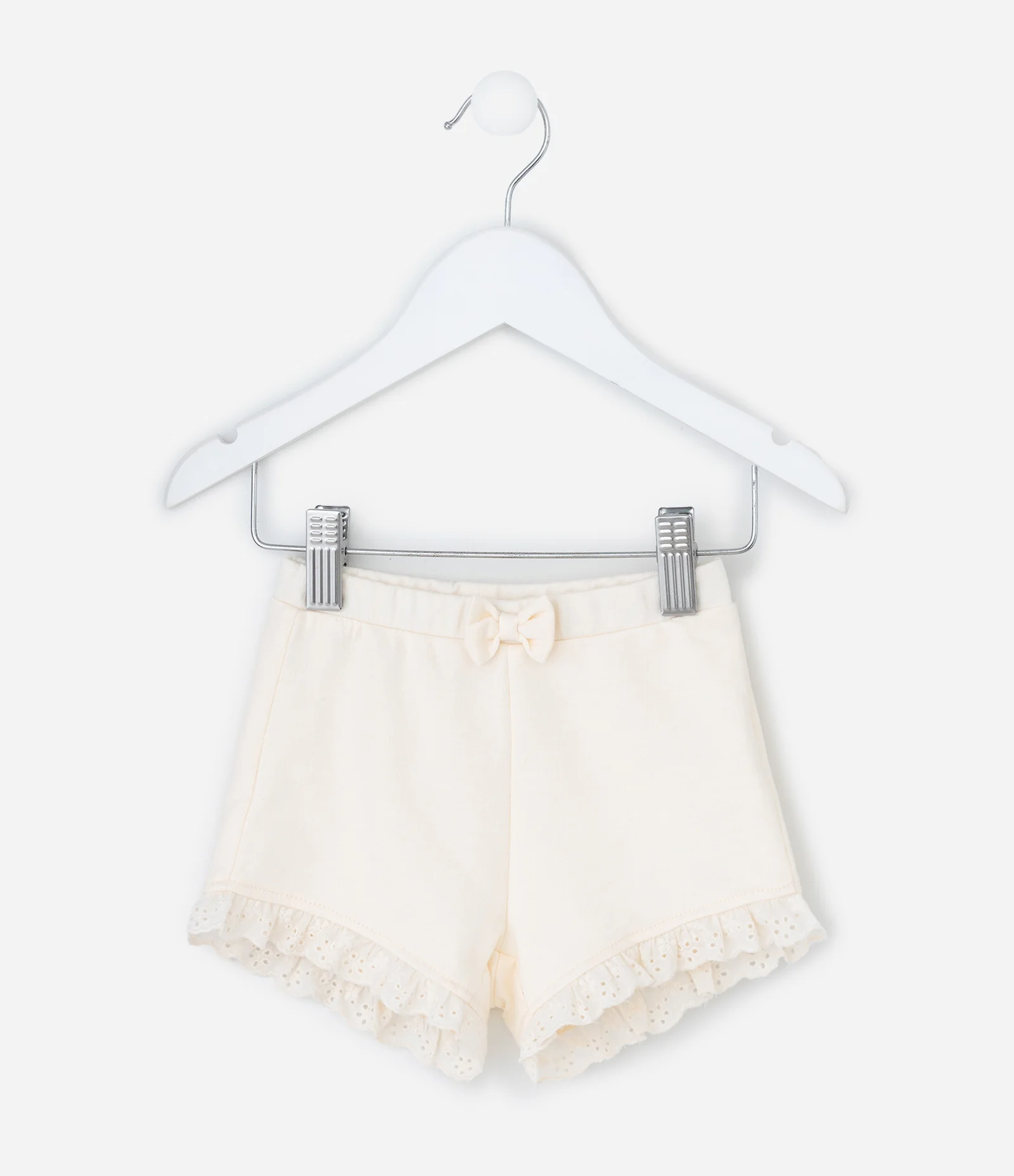 Short Infantil com Babadinhos e Laço - Tam 0 a 18 meses Bege Claro 2