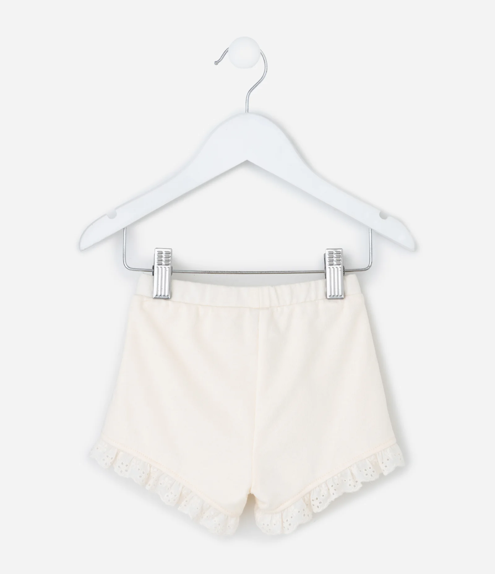 Short Infantil com Babadinhos e Laço - Tam 0 a 18 meses Bege Claro 3