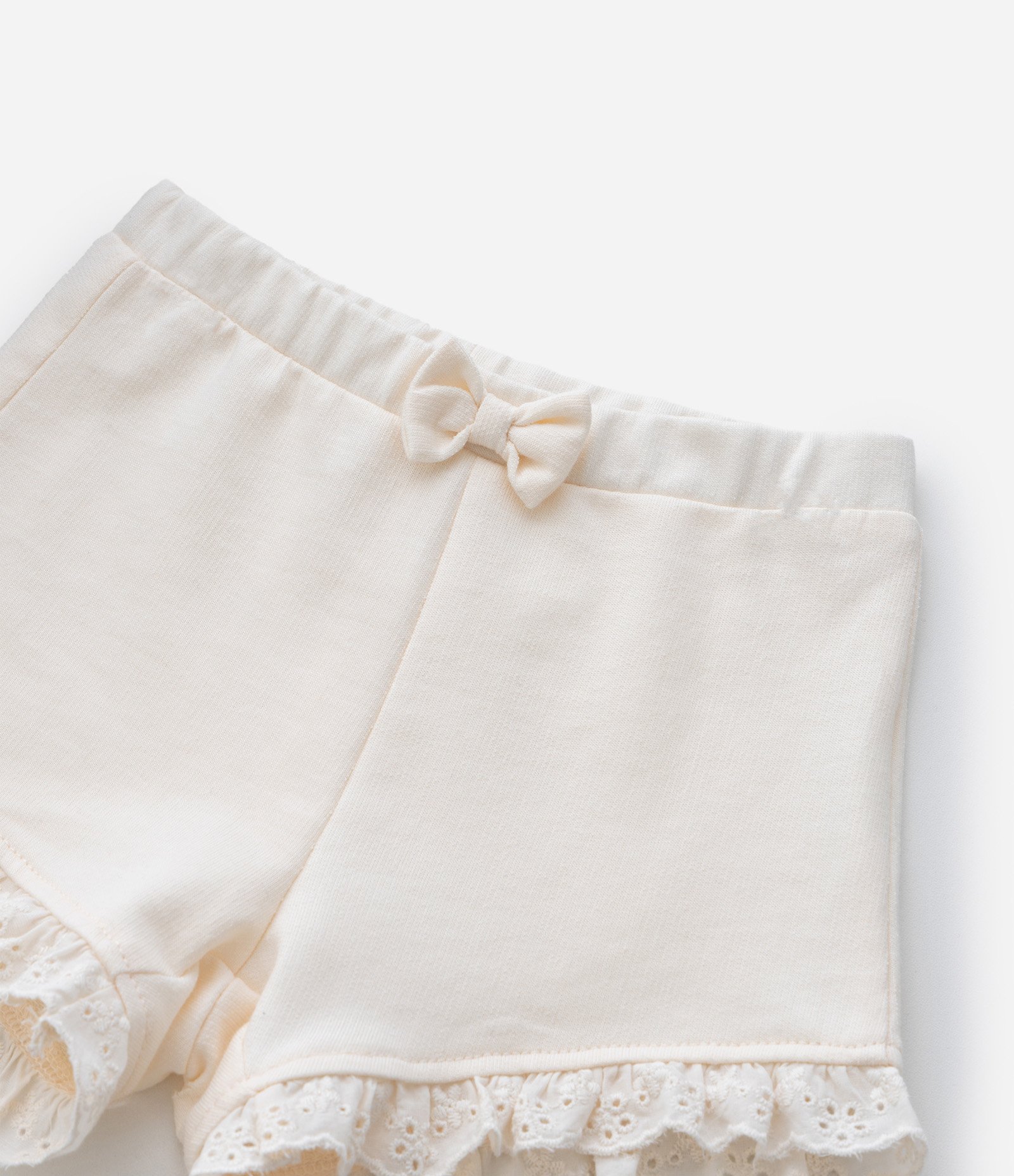 Short Infantil com Babadinhos e Laço - Tam 0 a 18 meses Bege Claro 6