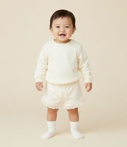 Short Infantil com Babadinhos e Laço - Tam 0 a 18 meses