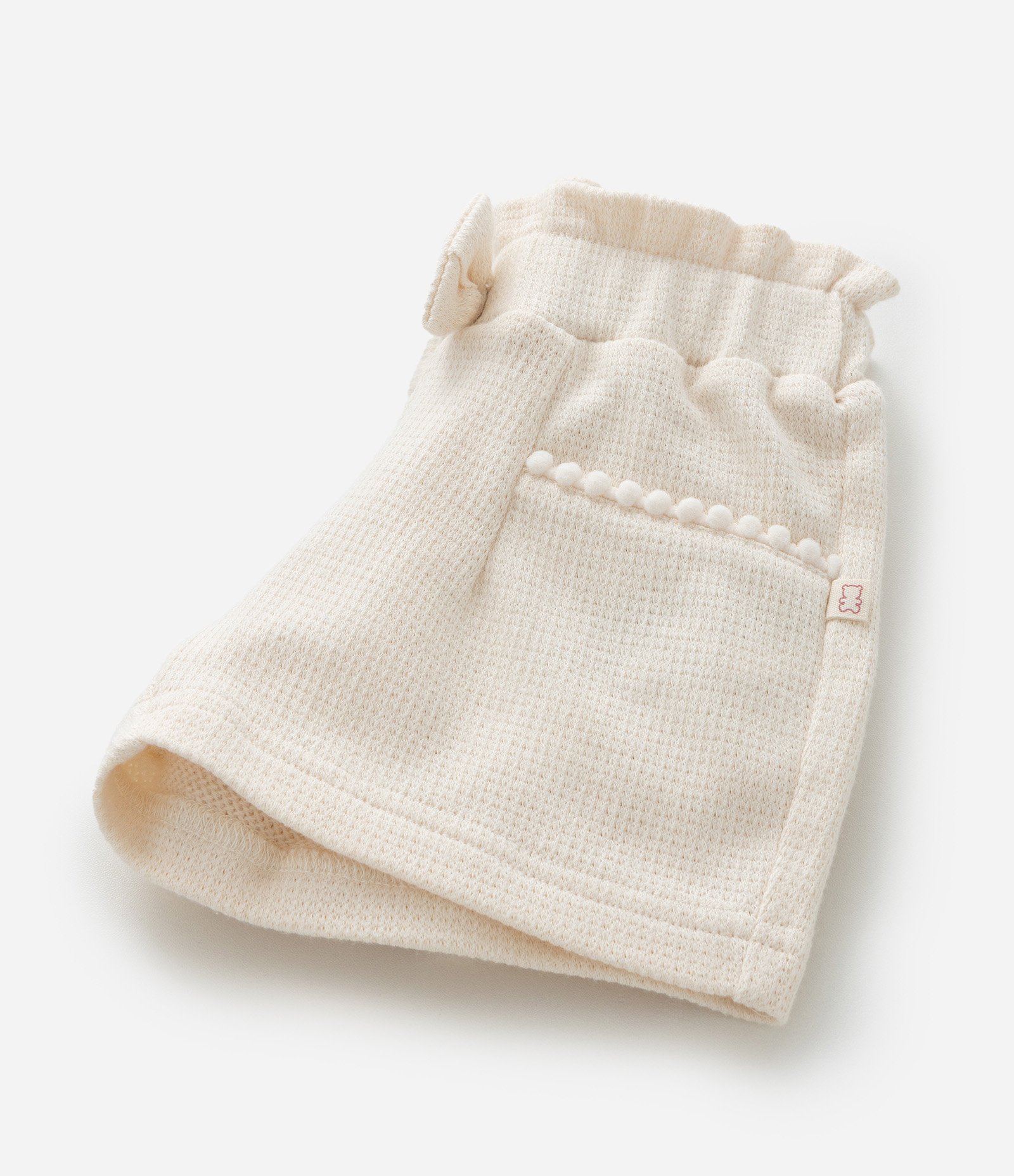 Bermuda Infantil com Laço na Cintura Texturizado - Tam 0 a 18 Meses Bege 4