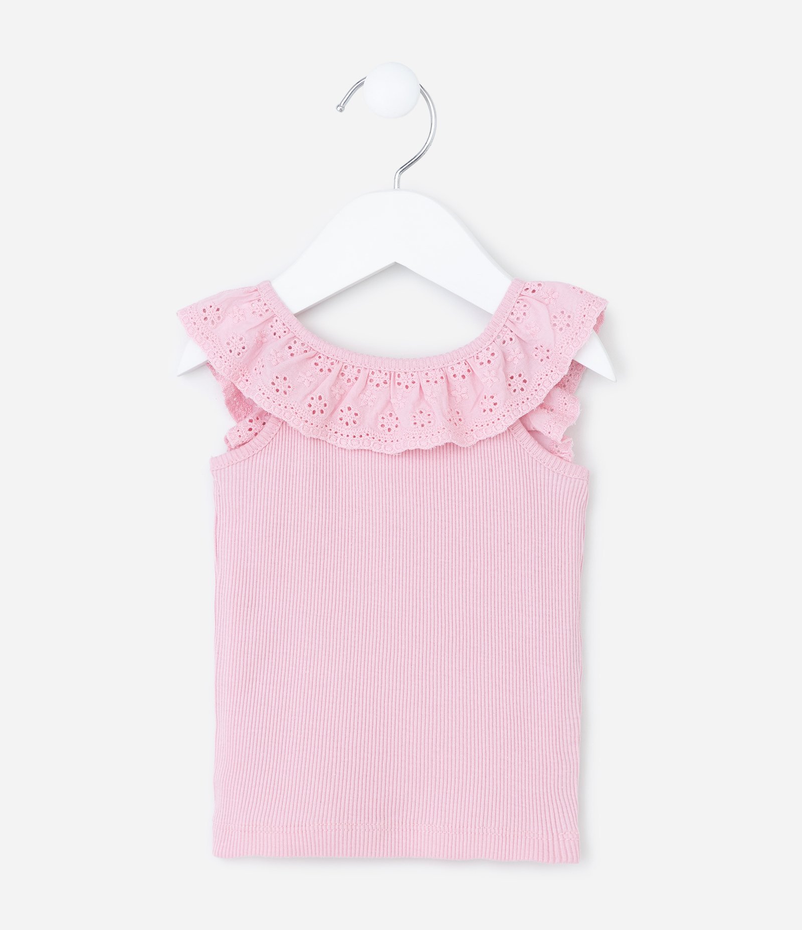 Regata Infantil em Ribana com Babado na Gola - Tam 3 a 18 meses Rosa 2