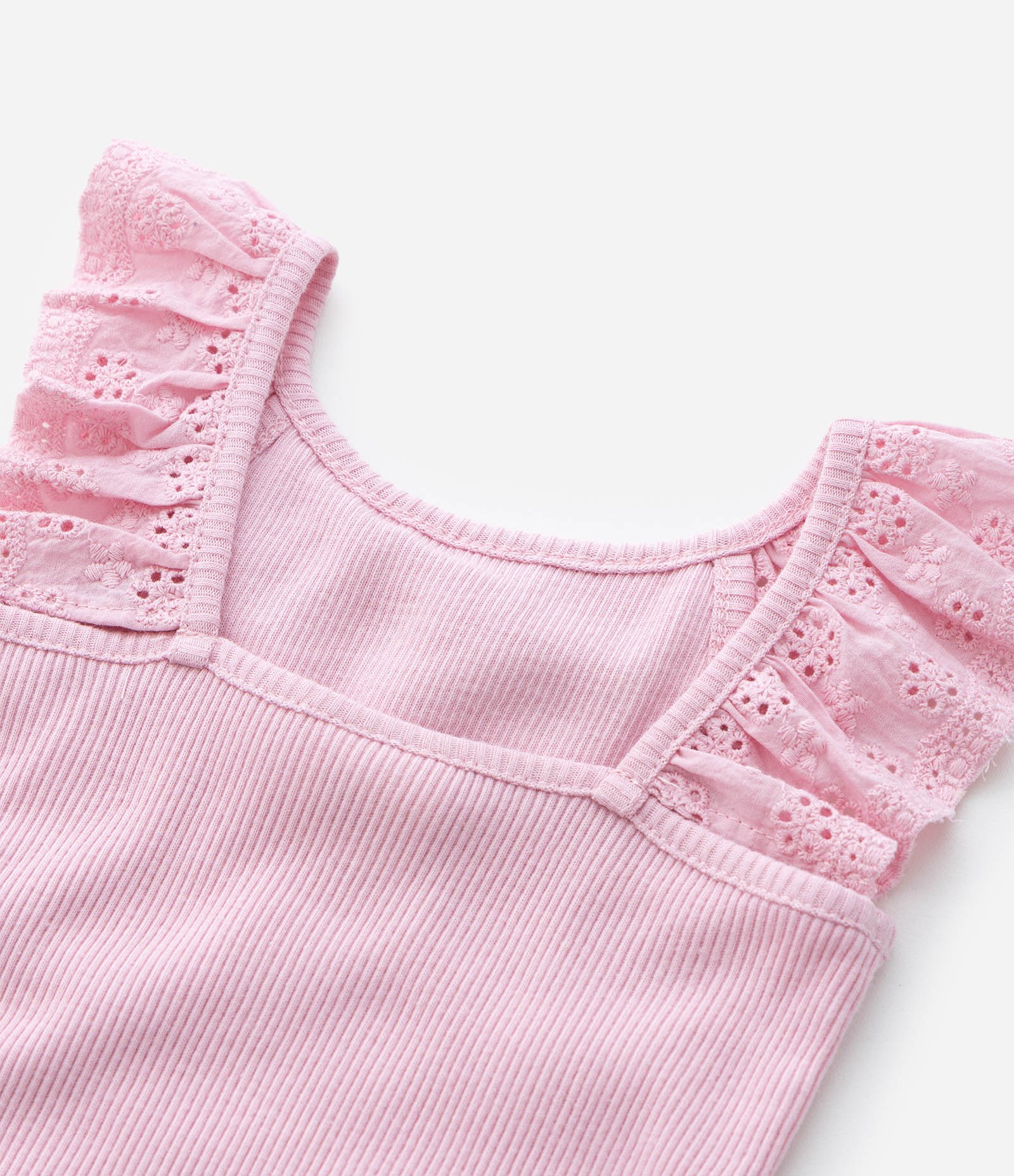 Regata Infantil em Ribana com Babado na Gola - Tam 3 a 18 meses Rosa 5