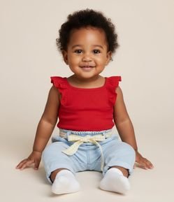 Regata Infantil em Ribana com Babado na Gola - Tam 3 a 18 meses