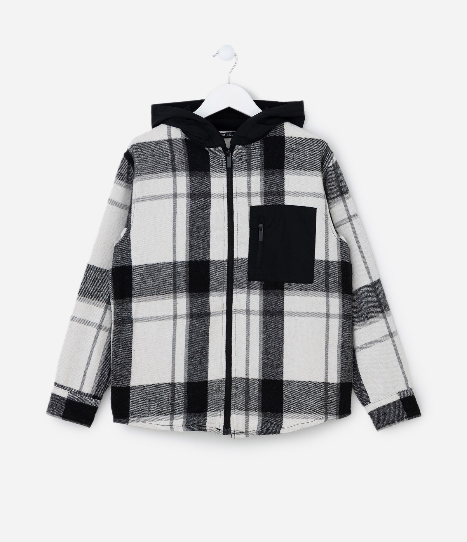 Camisa Infantil em Flanela com Estampa Xadrez - Tam 5 a 14 Anos Preto 1