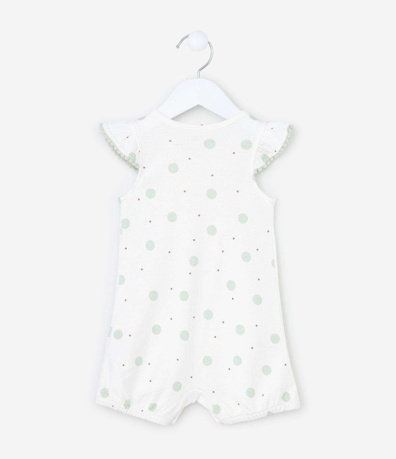 Macaquinho Infantil com Babadinho e Estampa Poá - Tam 0 a 18 meses Branco 3