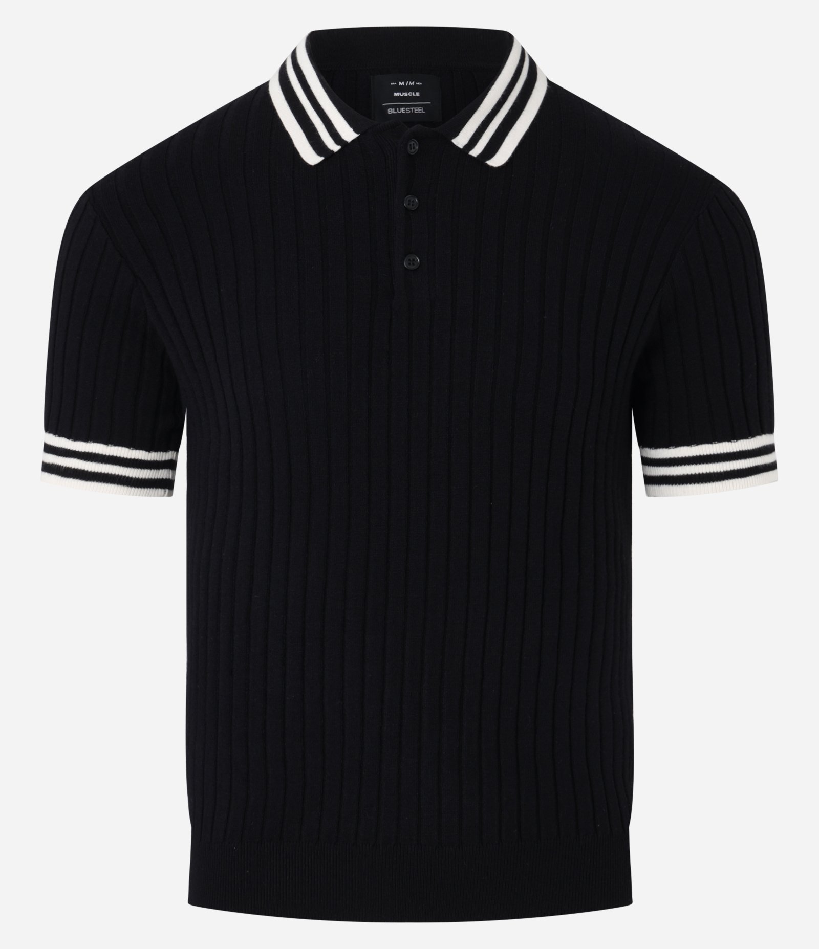 Camisa Polo Muscle Baby Tee em Tricô com Detalhes Contrastantes Preto 5
