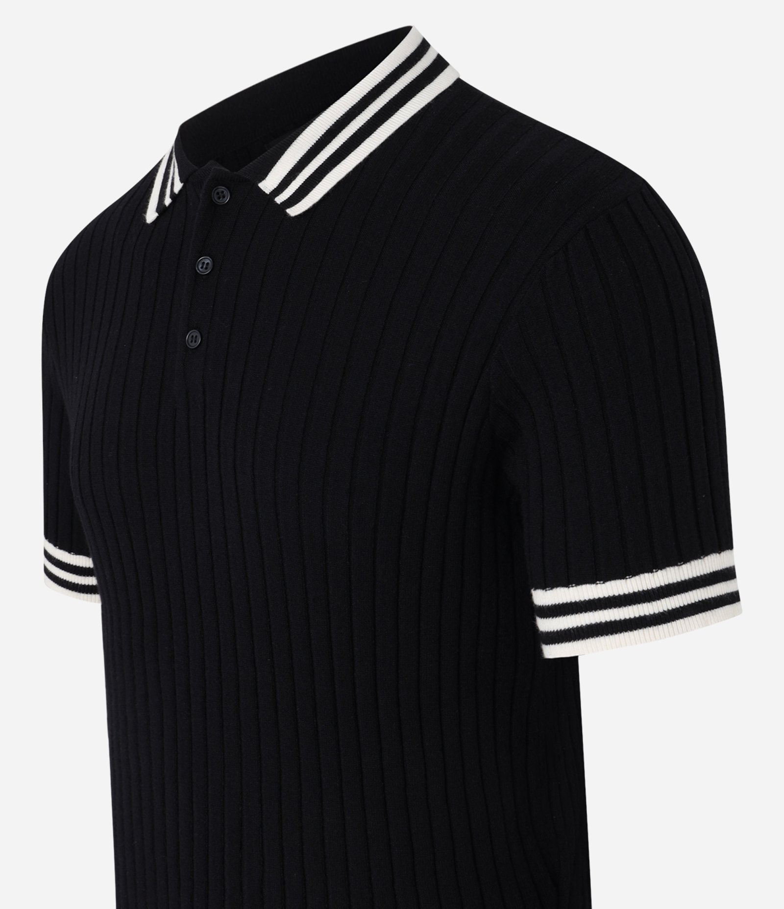 Camisa Polo Muscle Baby Tee em Tricô com Detalhes Contrastantes Preto 6
