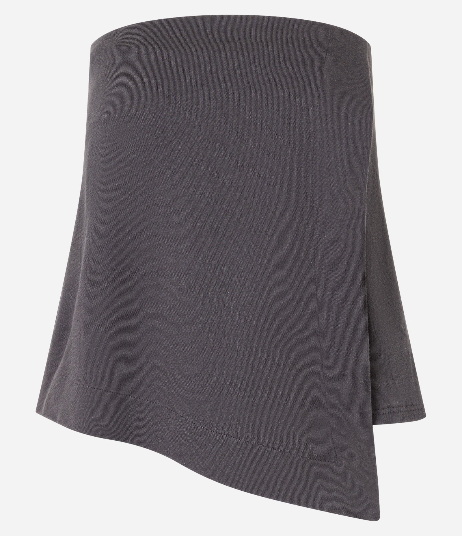 Blusa Cropped em Moletom Tomara que Caia e Barra Assimétrica Cinza 4