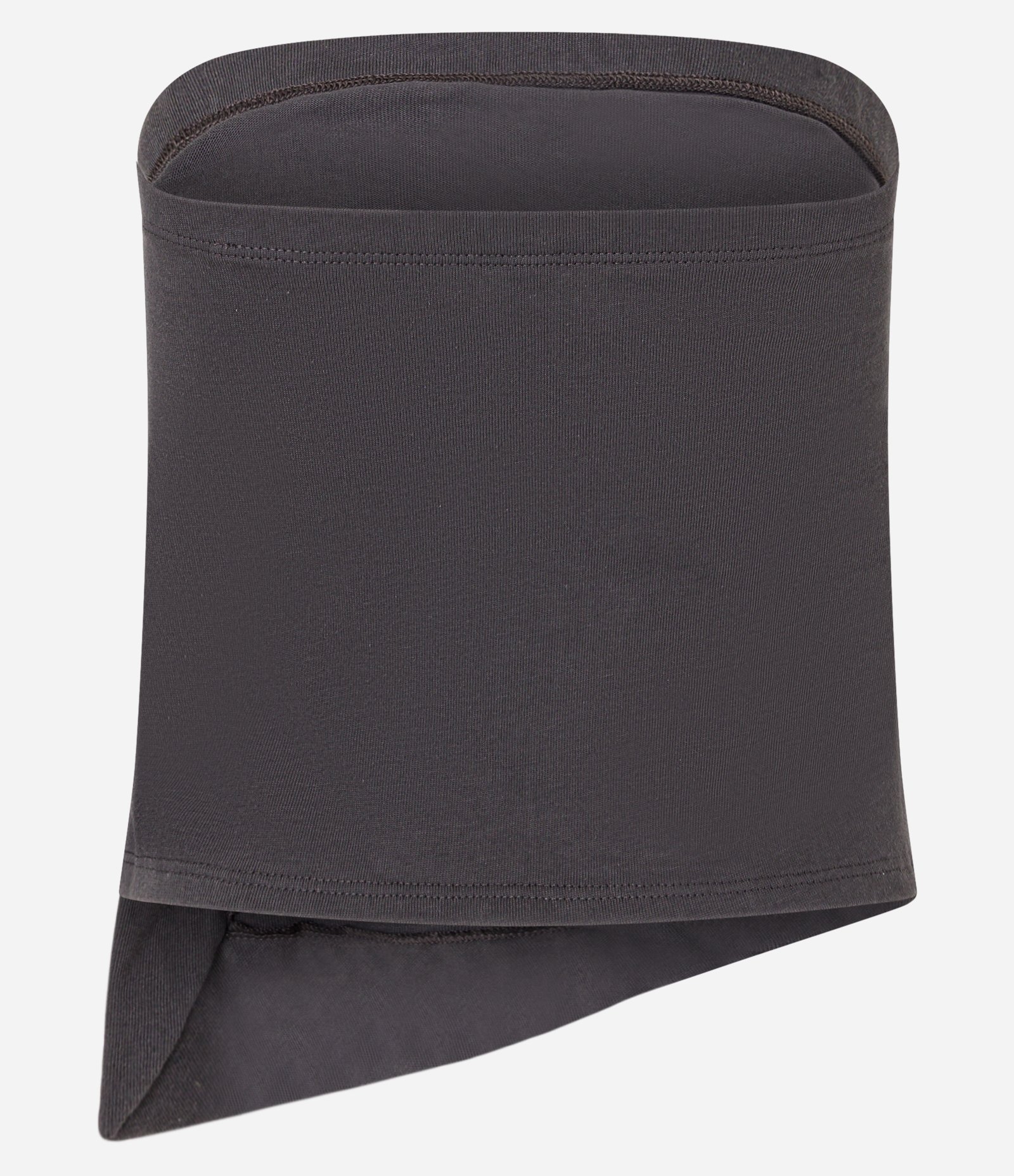 Blusa Cropped em Moletom Tomara que Caia e Barra Assimétrica Cinza 5