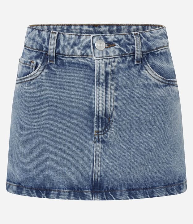 Mini Saia em Jeans com Cintura Média