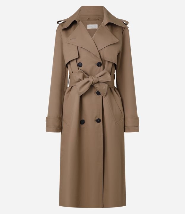 Trench Coat Alongado Gabardine com Faixa para Amarração