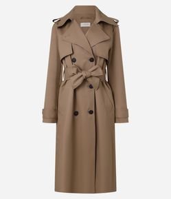 Trench Coat Alongado Gabardine com Faixa para Amarração