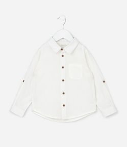Camisa Infantil em Linho e Algodão com Bolsinho - Tam 1 a 6 Anos