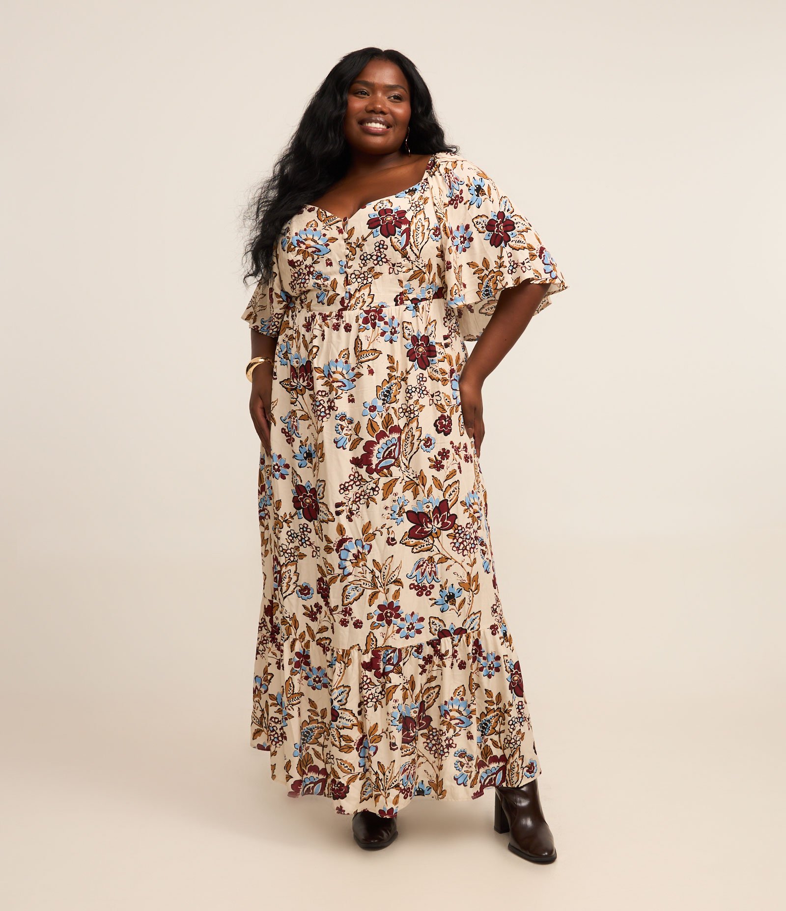 Vestido Midi em Viscose com Estampa Floral Curve & Plus Size Multicores 2