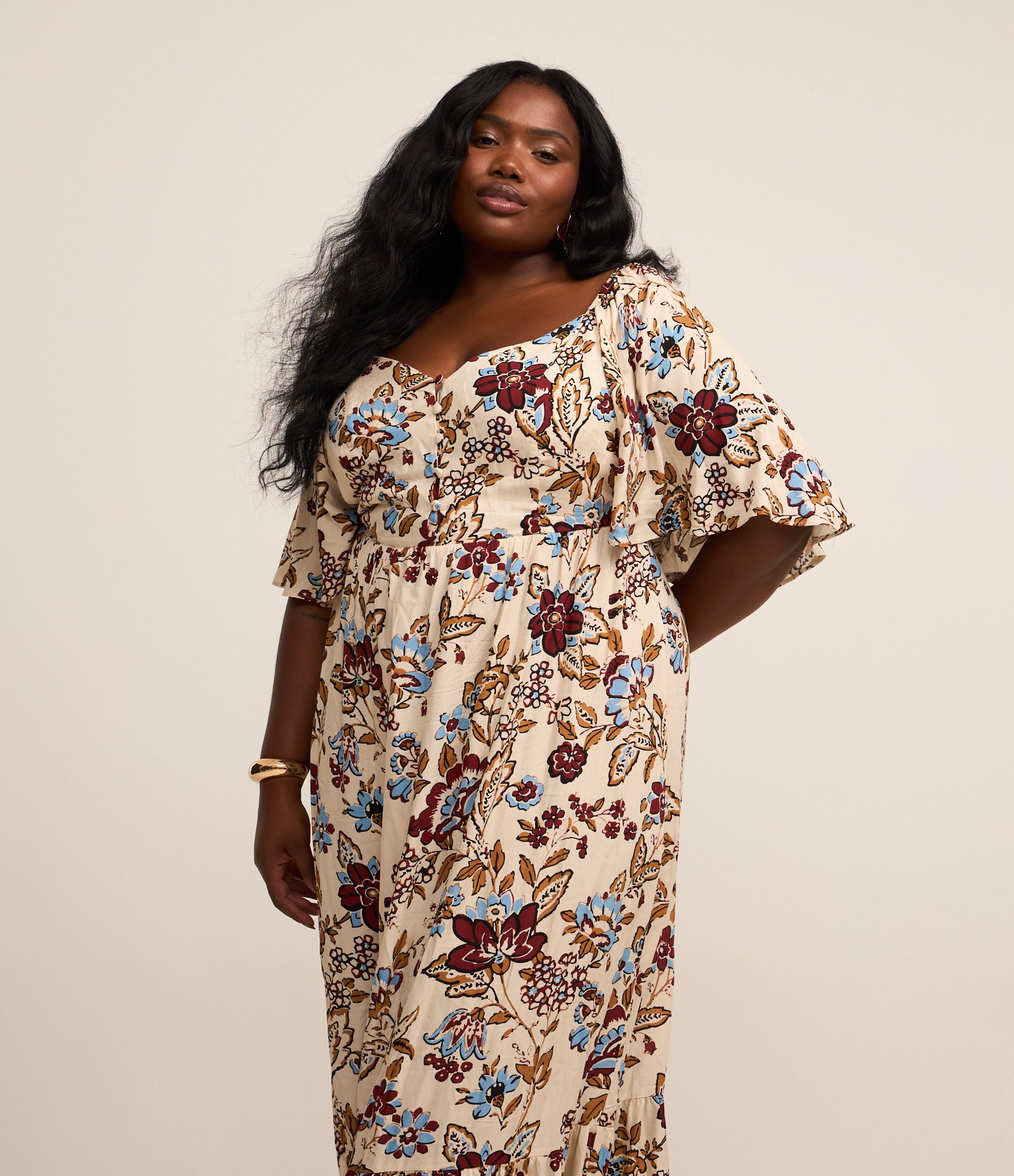 Vestido Midi em Viscose com Estampa Floral Curve & Plus Size Multicores 4