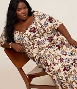 Vestido Midi em Viscose com Estampa Floral Curve & Plus Size