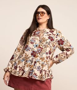 Blusa em Viscose com Estampa Floral Curve & Plus Size