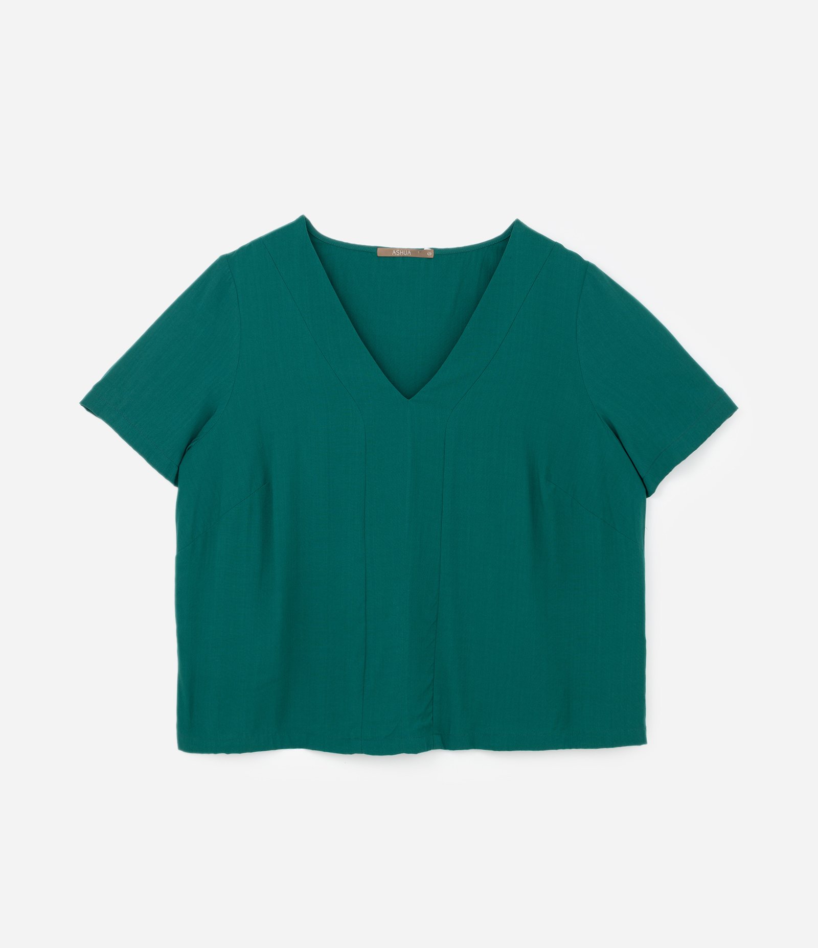 Blusa em Viscose com Decote em V Curve & Plus Size Verde 3