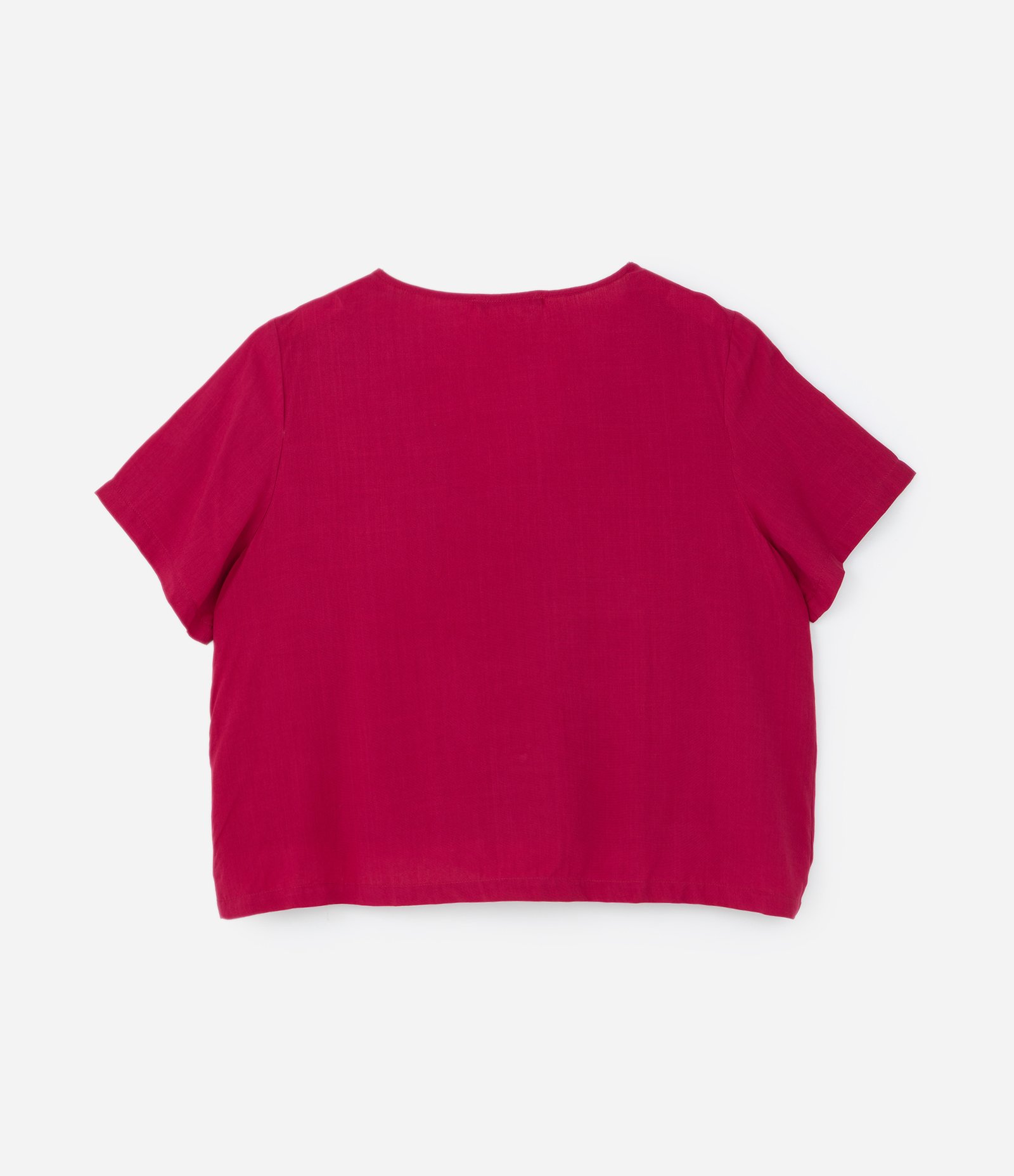 Blusa em Viscose com Decote em V Curve & Plus Size Framboesa 4