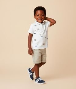 Camisa Polo Infantil com Estampa Bordada - Tam 1 A 5 Anos