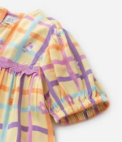 Vestido Infantil em Viscose com Estampa Xadrez - Tam1 a 6 Anos