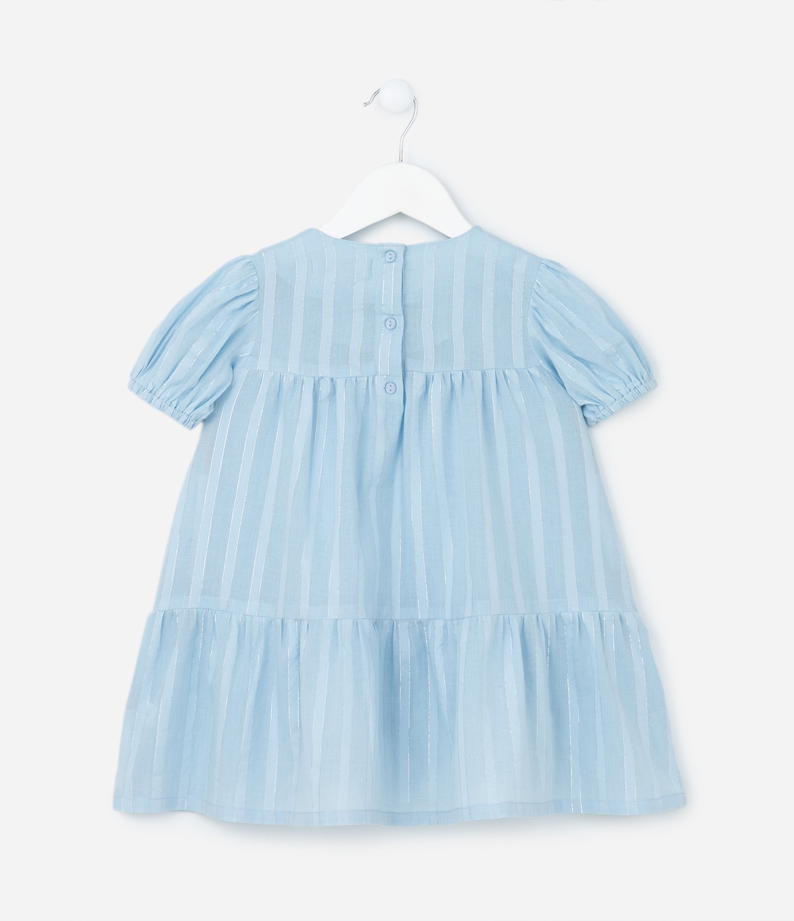 Vestido Infantil em Viscose com Fios Metalizados e Babadinhos - Tam 1 a 5 Anos Azul 2