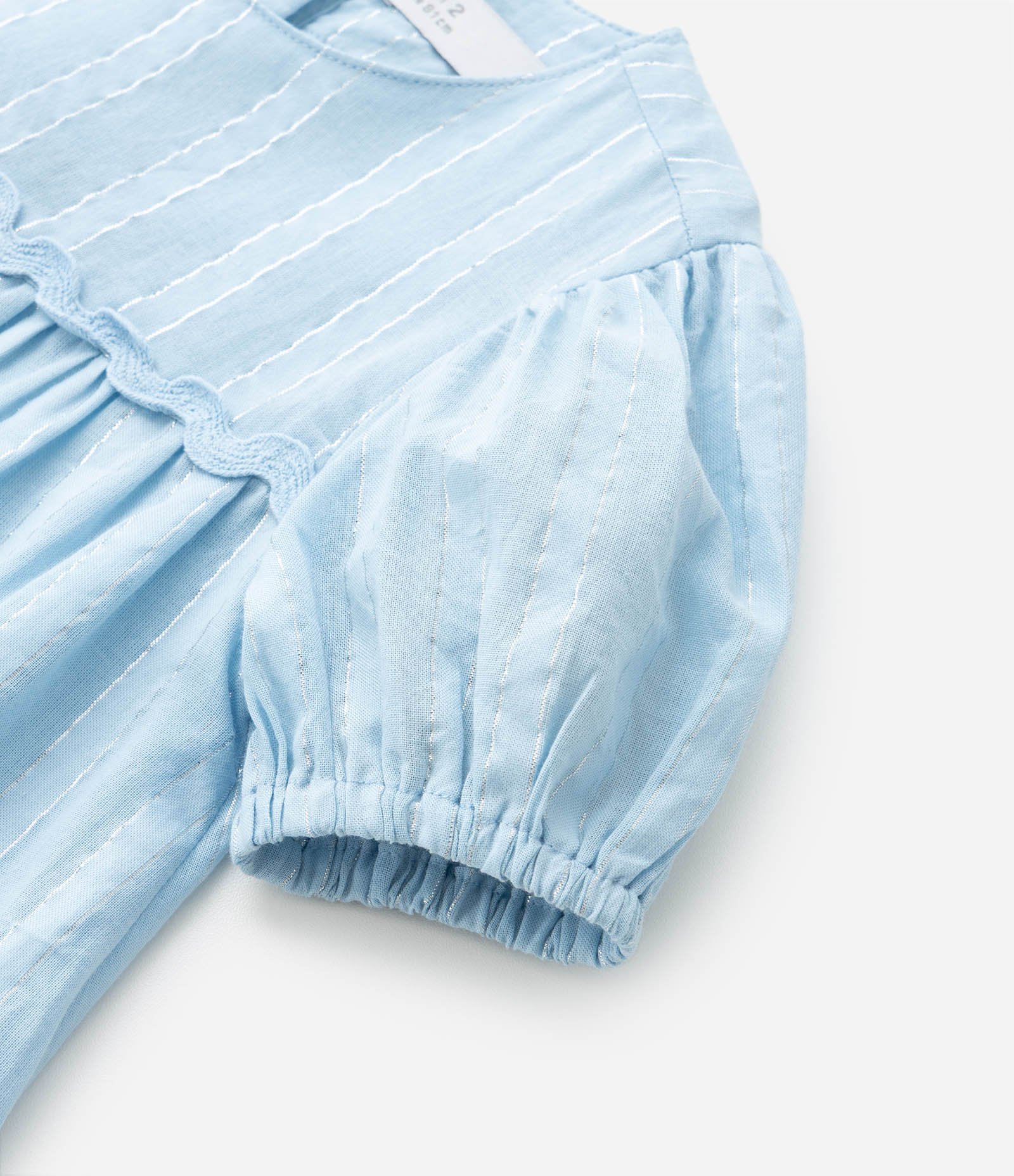 Vestido Infantil em Viscose com Fios Metalizados e Babadinhos - Tam 1 a 5 Anos Azul 5