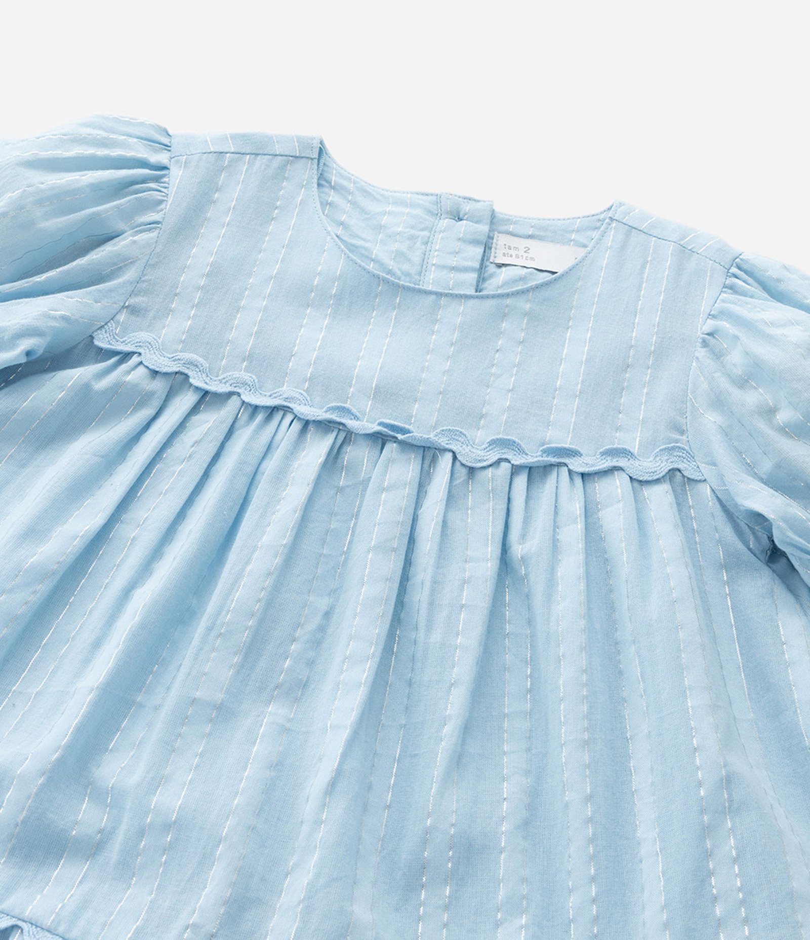 Vestido Infantil em Viscose com Fios Metalizados e Babadinhos - Tam 1 a 5 Anos Azul 6