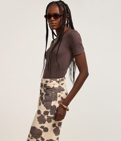 Body em Poliamida com Decote Redondo