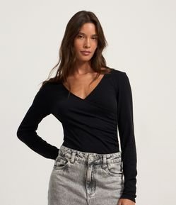 Body em Ribana com Decote Transpassado