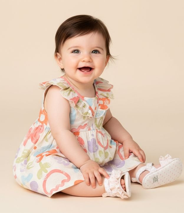 Cor: Bege/Lilás/Laranja | Tamanho: 9-12M